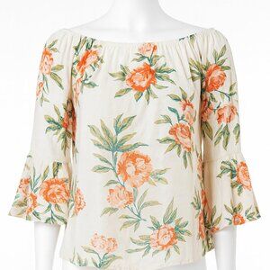 Wishful Floral Off Shoulder Bell Sleeve Blouse XL